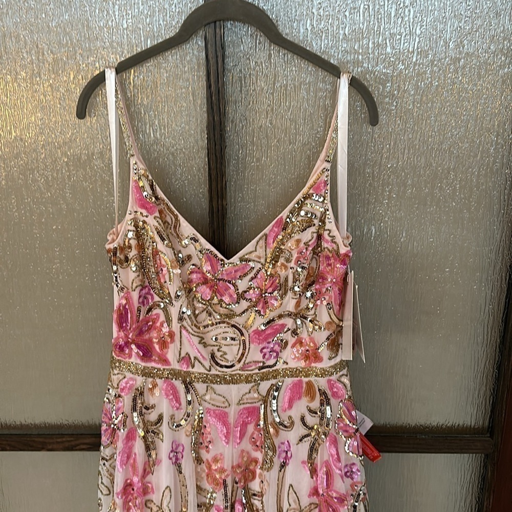 Mac Duggal V NECK FLORAL EMBELLISHED SPAGHETTI STRAP GOWN size 12 NEW $698 - Picture 8 of 17